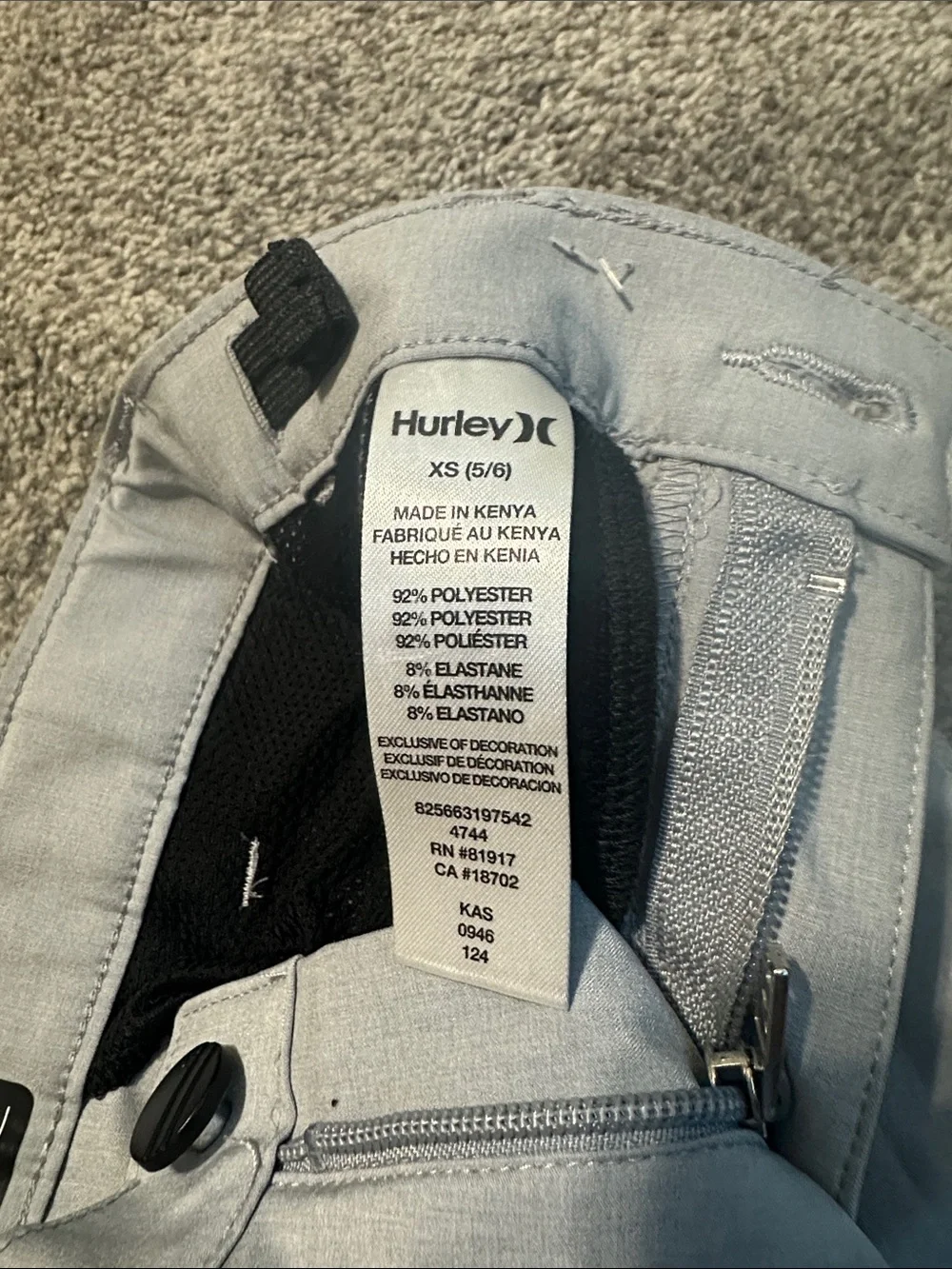 Hurley Boy’s Light Gray Flat-Front Performance Shorts